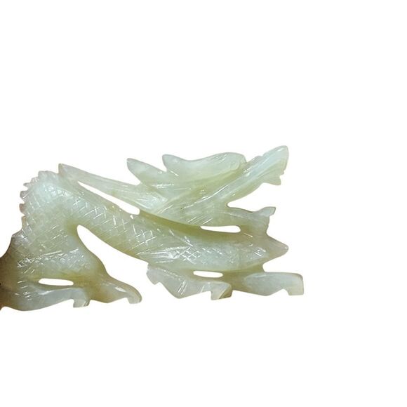 Vintage Jade Jadeite Dragon 5 in Long Green Decorative Figurine Chinese Celadon - Picture 2 of 11